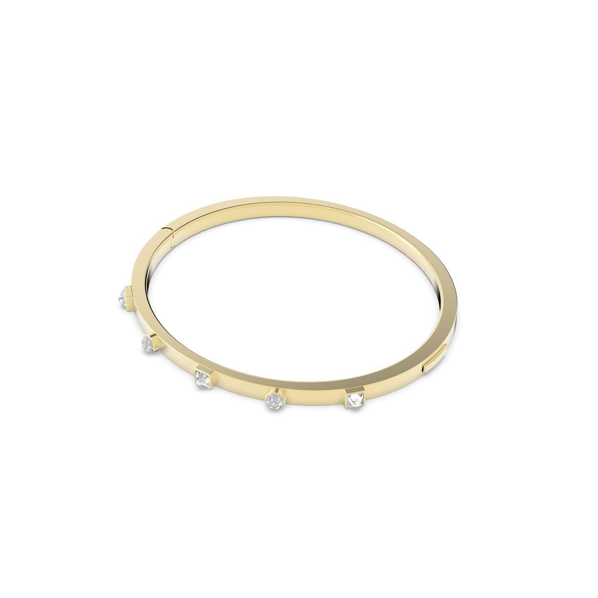 Swarovski Jewelry Thrilling Bangle Bracelet, White, Gold-Tone Plated M